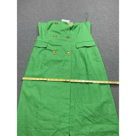 Anthropologie Mare Mare Midi Dress Green Strapless Trench Preppy Retro Sz XL NWT - Picture 5 of 12
